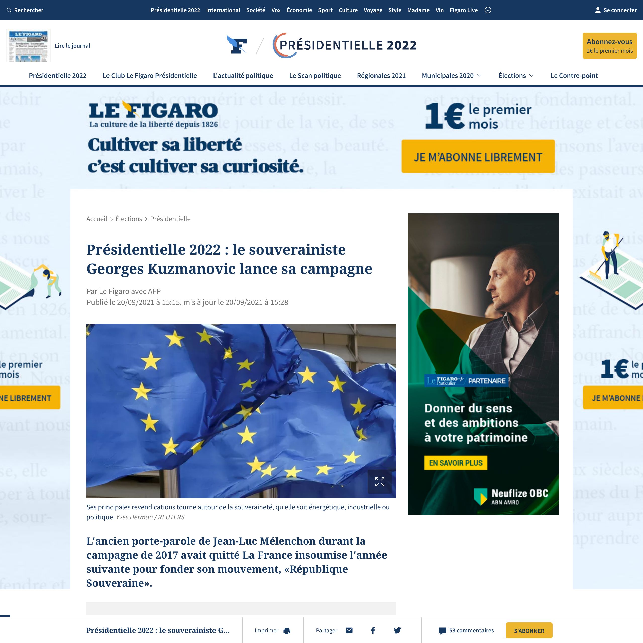 Le Figaro – Présidentielle 2022 : le souverainiste Georges Kuzmanovic lance sa campagne